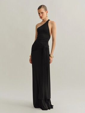 Greek Black one shoulder maxi dress imported from Greece